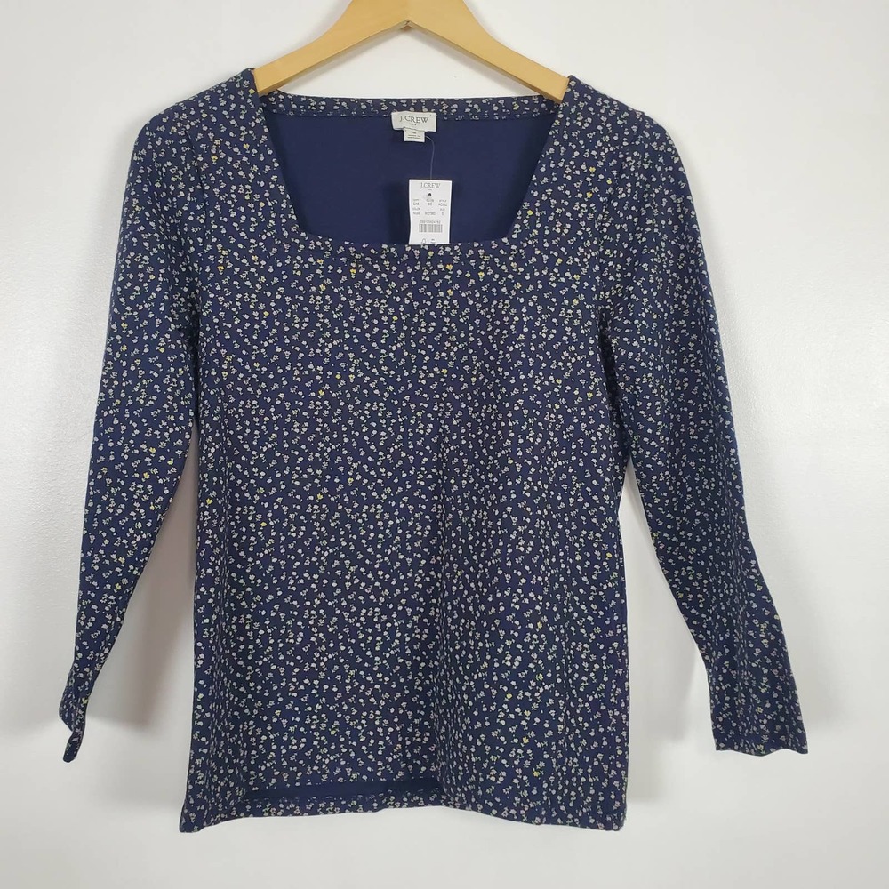 J Crew NWT floral print square neck blouse, small